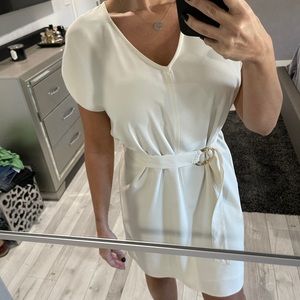 White dress with belt. New, never used!